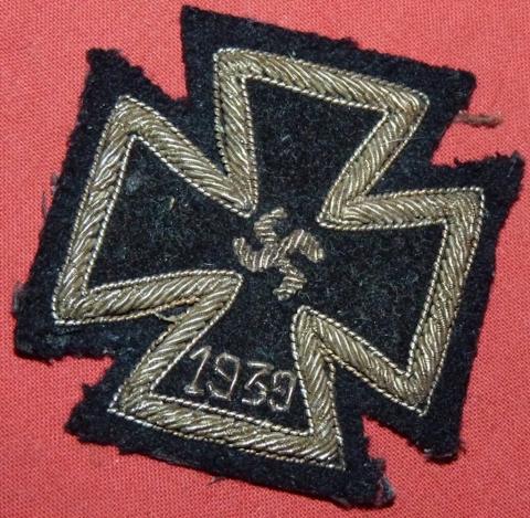 WW2 German Nazi RARE iron cross in cloth version tunic removed