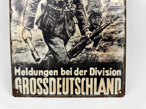 WW2 German Nazi RARE PANZER Grossdeutschland recruitment sign