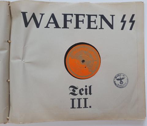 WW2 German Nazi RARE WAFFEN SS school gramophone records set in hard case stamped