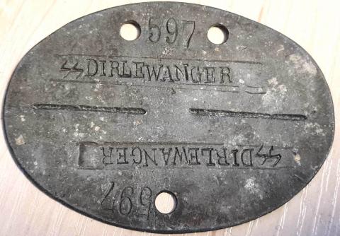 WW2 German Nazi RARE Waffen SS unfamous DIRLEWANGER régiment Erkennungsmarke dog tag ID dogtag