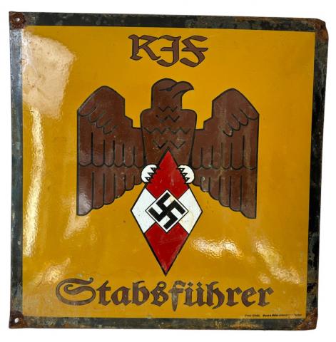 WW2 German Nazi Reichsjugendführer National Youth Leader hj hitler youth leader's metalsign