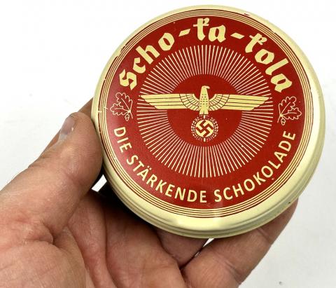 Nazi Scho-ko-kola tin can third reich eagle Hitler drugs panzer WW2 German 