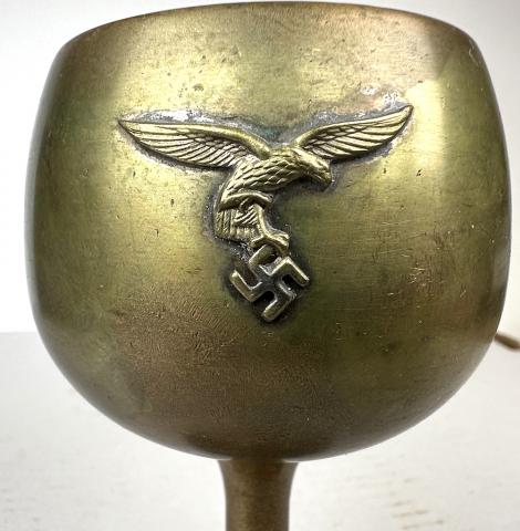 WW2 German Nazi silverware luftwaffe wine brass glass original