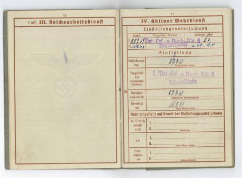 WW2 German Nazi Soldiers Wehrpass ID with many entries no photo
