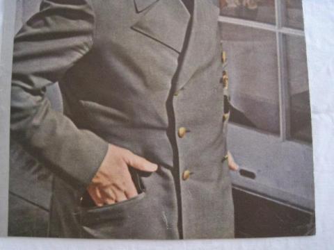 WW2 German Nazi Third Reich Fuhrer ADOLF HITLER COLOR POSTER from a war period magazine
