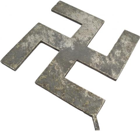 WW2 German Nazi Third Reich large Swastika metal ornament top of flag