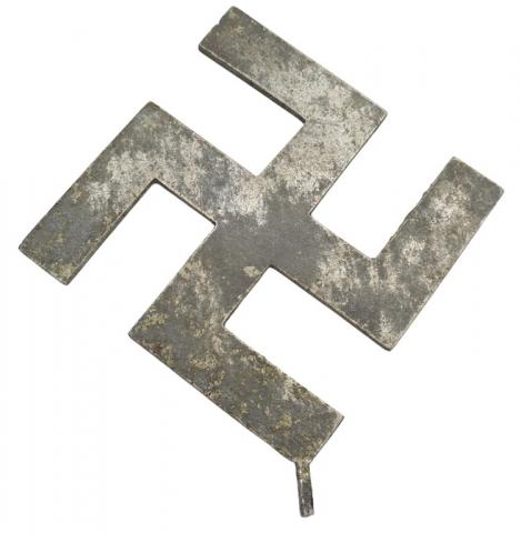 WW2 German Nazi Third Reich large Swastika metal ornament top of flag