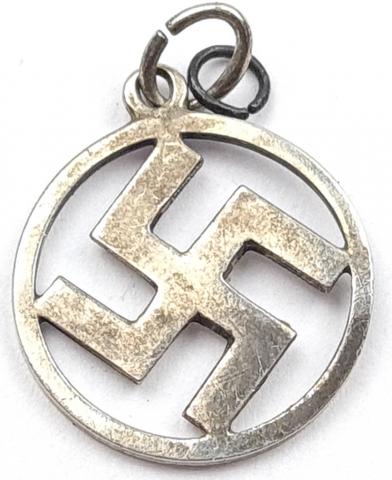 WW2 German Nazi Third Reich NSDAP party partisan Swastika SILVER pendant