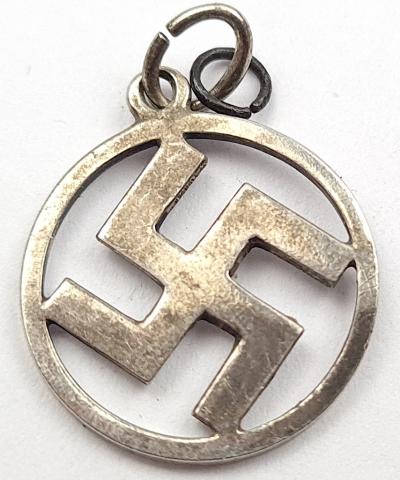 WW2 German Nazi Third Reich NSDAP party partisan Swastika SILVER pendant