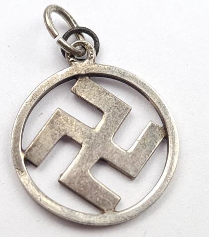 WW2 German Nazi Third Reich NSDAP party partisan Swastika SILVER pendant