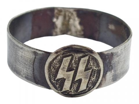WW2 german Nazi Third Reich partisan Swastika custom ring marked Eagle
