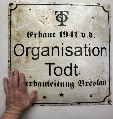 WW2 German Nazi Third Reich Organization todt metal sign