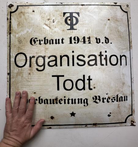 WW2 German Nazi Third Reich Organization todt metal sign