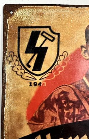WW2 German Nazi Waffen SS 12th Panzer division recruitment metal sign Hitler youth HJ