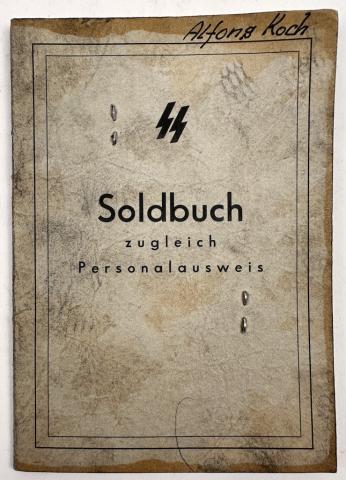 WW2 German Nazi WAFFEN SS TOTENKOPF soldbuch ID SS stamps original