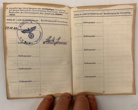 WW2 German Nazi WAFFEN SS TOTENKOPF soldbuch ID SS stamps original