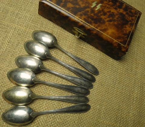 WW2 German Nazi WAFFEN SS set silverware flatware original spoons case 