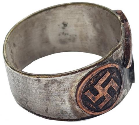 WW2 German Nazi WAFFEN SS custom ring with third reich eagle, SS runes & swastika