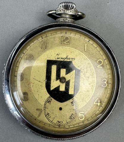 WW2 German Nazi WAFFEN SS DAS REICH division commemorative pocket watch with logo and eagle