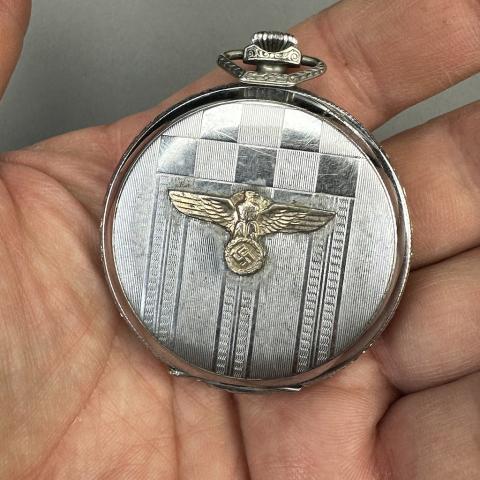 WW2 German Nazi WAFFEN SS DAS REICH division commemorative pocket watch with logo and eagle