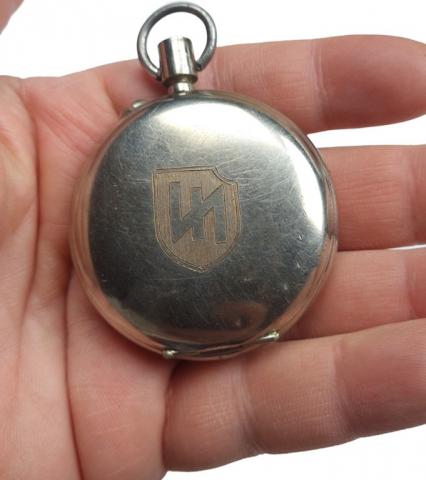 WW2 German Nazi WAFFEN SS DAS REICH division commemorative pocket watch with logo and SS runes