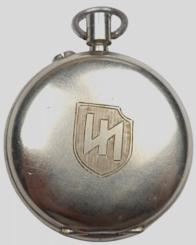 WW2 German Nazi WAFFEN SS DAS REICH division commemorative pocket watch with logo and SS runes