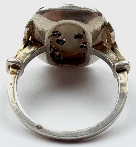 WW2 German Nazi Waffen SS diamond custom officer silver ring