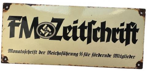 WW2 German Nazi Waffen SS FM membership contribution admin office metal sign