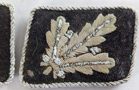 WW2 German Nazi WAFFEN SS high leader oakleaves tunic removed collar tab set with both RZM tags remain