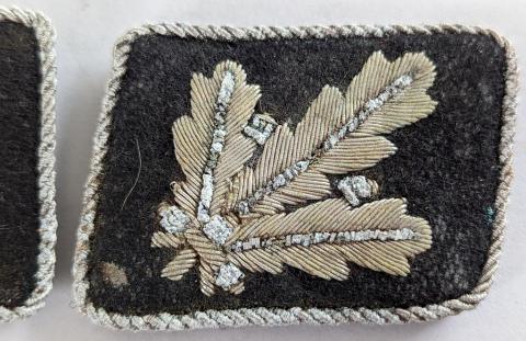original WAFFEN SS high leader oakleaves tunic collar tab set RZM tags