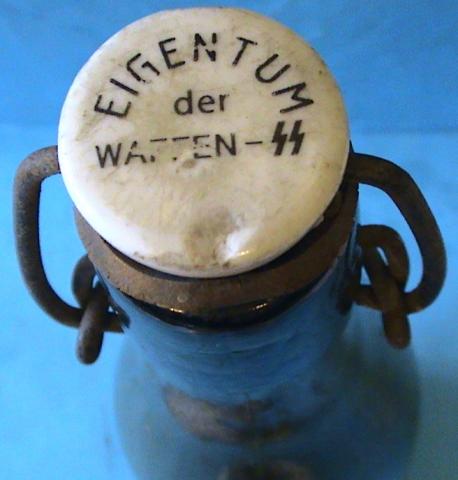 WW2 German Nazi WAFFEN SS kantine bottle with SS cap original field gear totenkopf panzer