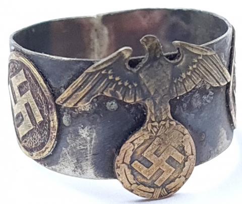 WW2 German Nazi WAFFEN SS kantine custom ring markeWW2 German Nazi WAFFEN SS kantine custom ring marked totenkopf panzer totenkopf panzer