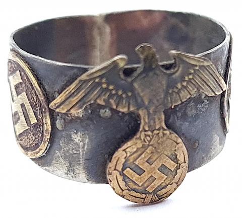 WW2 German Nazi WAFFEN SS kantine custom ring WW2 German Nazi WAFFEN SS kantine custom ring marked totenkopf panzerarked totenkopf panzer
