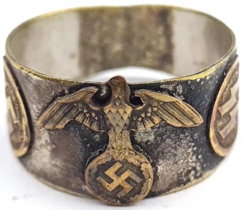 WW2 German Nazi WAFFEN SS ring swastika reich eaWW2 German Nazi WAFFEN SS ring swastika reich eagle original for salele original for sale