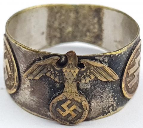 WW2 German Nazi WAFFEN SS ring swastika reich eagle original for sale