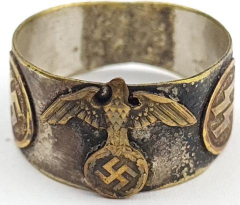 WW2 German Nazi WAFFEN SS ring swastika reich eagle original for sale