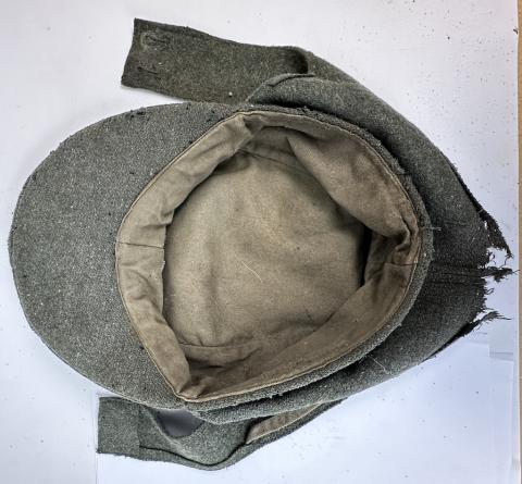 WW2 German Nazi WAFFEN SS M43 cap original headgear insignias attic found