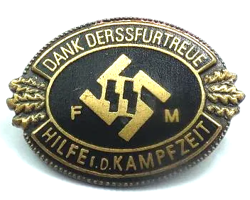 WW2 German Nazi Waffen SS membership pin marked RZM and numbered