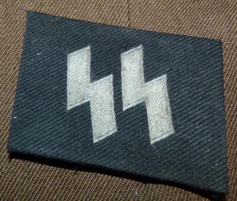 WW2 German Nazi WAFFEN SS NCO Bevo collar tab tunic removed