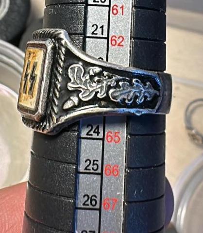 WW2 German Nazi Waffen SS officer runes silver ring marked 800