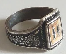 WW2 German Nazi Waffen SS officer runes silver ring marked 800