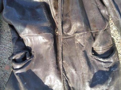WW2 German Nazi WAFFEN SS gestapo leather coat typical wartime pattern