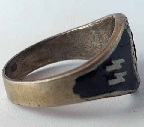 WW2 German Nazi Waffen SS ring silver 800 marked assault original bague allemande ss