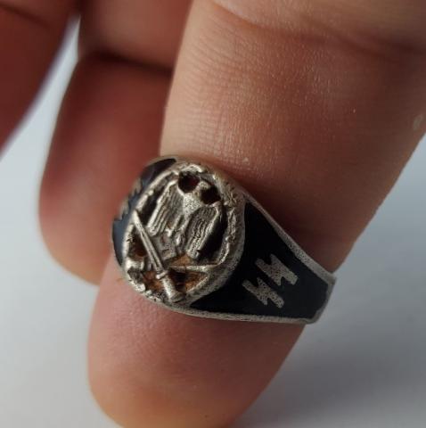 WW2 German Nazi Waffen SS ring silver 800 marked assault original bague allemande ss