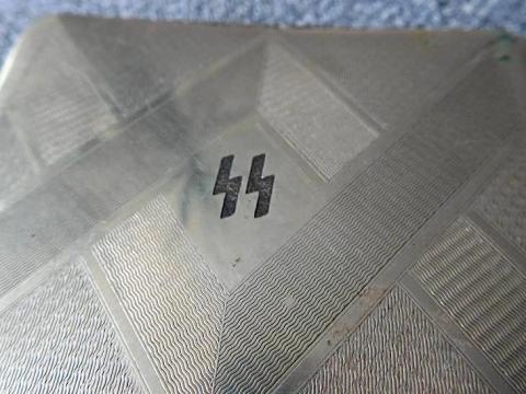 WW2 German Nazi WAFFEN SS silver fancy cigarette case silverware