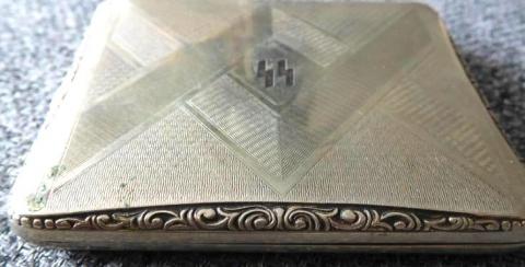 WW2 German Nazi WAFFEN SS silver fancy cigarette case silverware