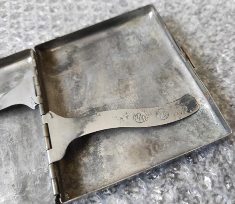 WW2 German Nazi WAFFEN SS silverware cigarette case marked ss runes and RZM