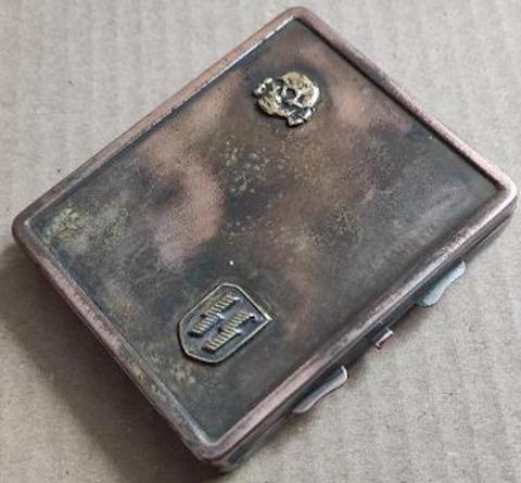 WW2 German Nazi WAFFEN SS TOTENKOPF cigarette case RZM Third Reich eagle swastika