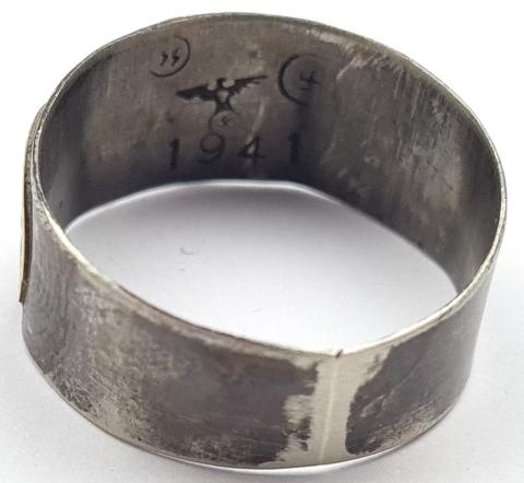 WW2 German Nazi WAFFEN SS Totenkopf custom marked kantine RING