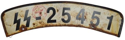 WAFFEN SS Totenkopf Panzer Grenadier Division Motorcycle licence plate original